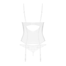 Корсет, гибкие косточки, открытая спина, стринги в комплекте Obsessive Alissium Corset & Thong, XS/S