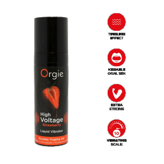 Дуже потужний рідкий вібратор з ефектом мурашок, полуниця Orgie High Voltage - Strawberry, 15 ml