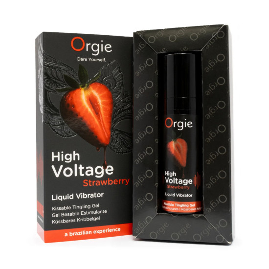 Дуже потужний рідкий вібратор з ефектом мурашок, полуниця Orgie High Voltage - Strawberry, 15 ml
