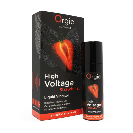 Дуже потужний рідкий вібратор з ефектом мурашок, полуниця Orgie High Voltage - Strawberry, 15 ml