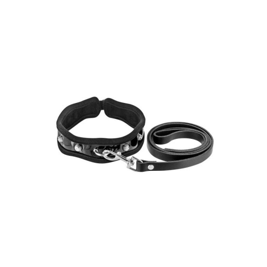 Лакированный ошейник с поводком Fetish Tentation Premium Patent Leather Chocker and Leash