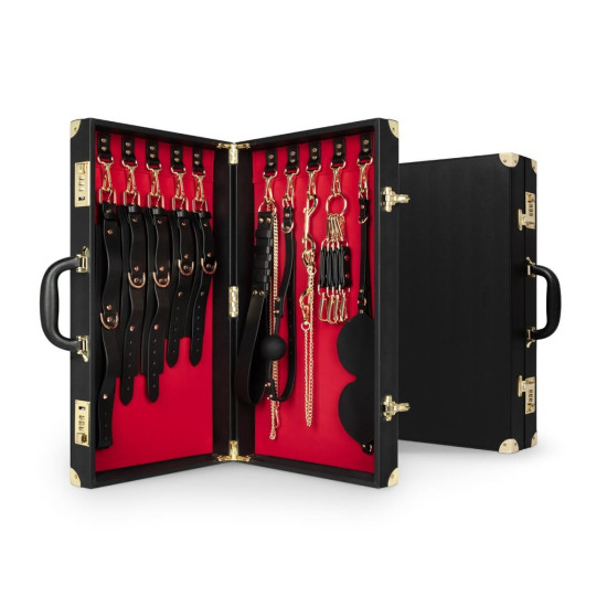 Набір для BDSM, 13 предметів, шкіра Bedroom Fantasies Bondage Suitcase 13 Pcs Cow Leather