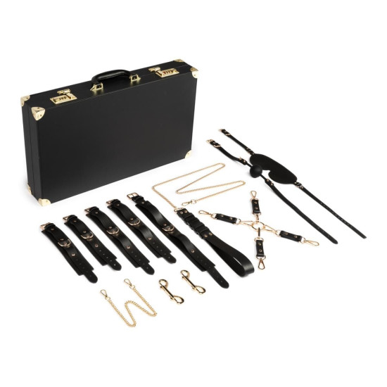 Набір для BDSM, 13 предметів, шкіра Bedroom Fantasies Bondage Suitcase 13 Pcs Cow Leather
