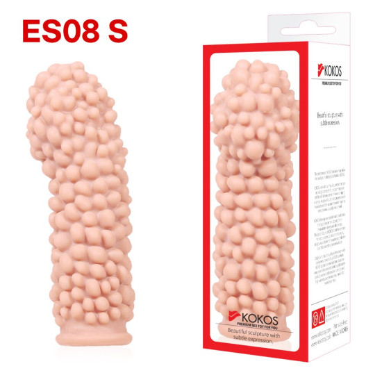 Потовщуюча насадка на член, зі стимулюючим рельєфом Kokos Extreme Sleeve ES.08, S