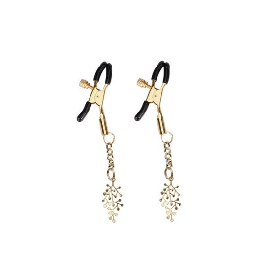 Зажимы для сосков с подвеской в виде розового дерева, золотистые Liebe Seele Rose Tree Nipple Clamps Gold