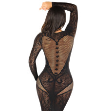 Облегающее платье в пол из кружева и сетки, черное Leg Avenue Lace and Net Bodycon Gown Black, One Size