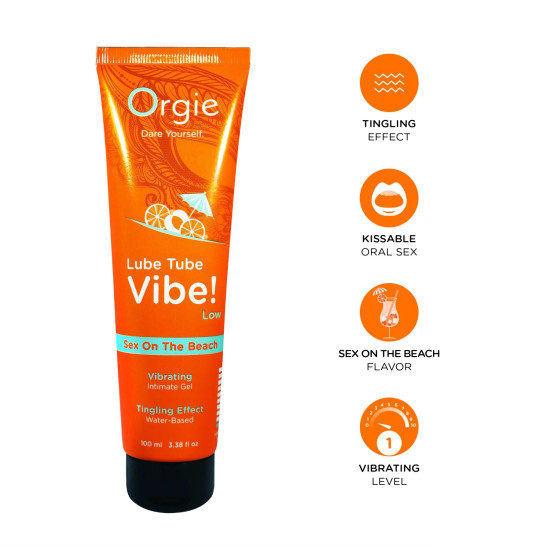 Лубрикант с эффектом вибрации и вкусом коктейля Секс на пляже Orgie Lube Tube Vibe! Sex On The Beach, 100 ml