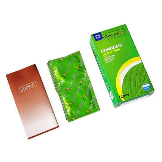 Ультратонкі презервативи з ароматом м'яти, 12 шт Recare Ultra Thin Mint Condoms