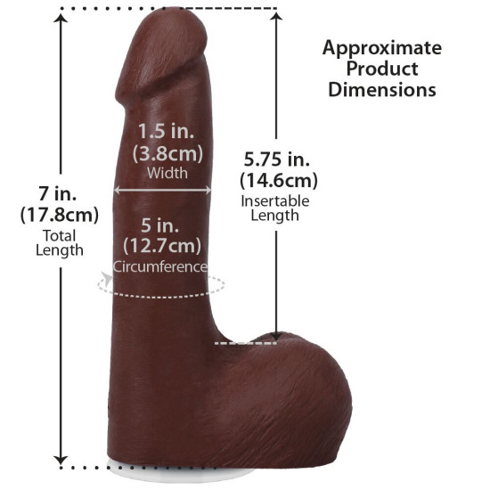 Фаллоимитатор с мошонкой, длина 17.8 см Doc Johnson The Realistic Cock ULTRASKYN - 7 Inch with Balls Chocolate
