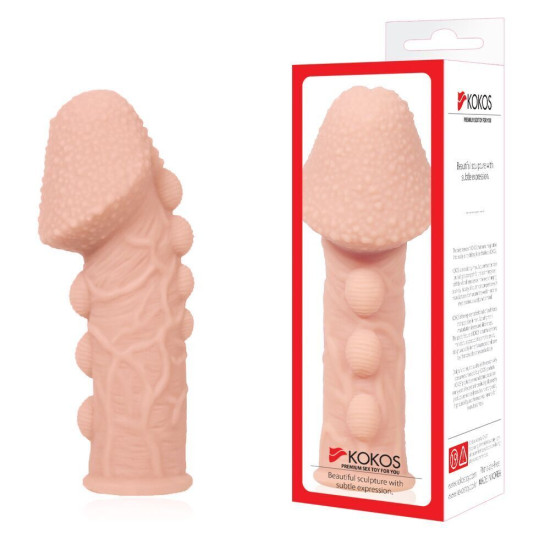 Потовщувальна насадка на член зі стимулюючим рельєфом Kokos Extreme Sleeve ES.09, S
