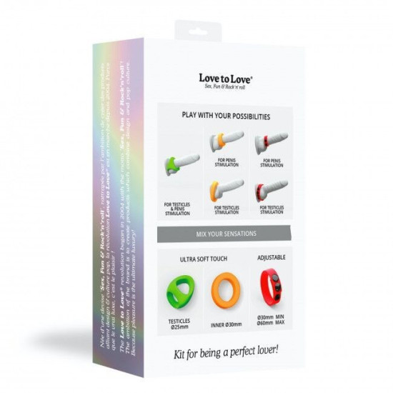 Набор эрекционных колец, яркие цвета Love To Love NEON RING KIT