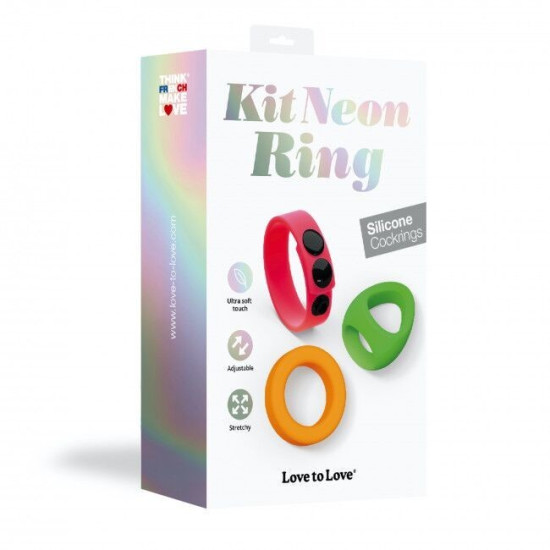 Набор эрекционных колец, яркие цвета Love To Love NEON RING KIT