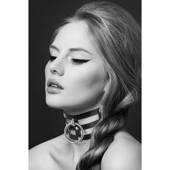 Тройной чокер с кольцом для поводка из экокожи Bijoux Pour Toi Fetish