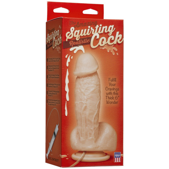 Кінчаючий фалоімітатор, довжина 17,3 см, діаметр 5,1 см - Doc Johnson The Amazing Squirting Realistic Cock