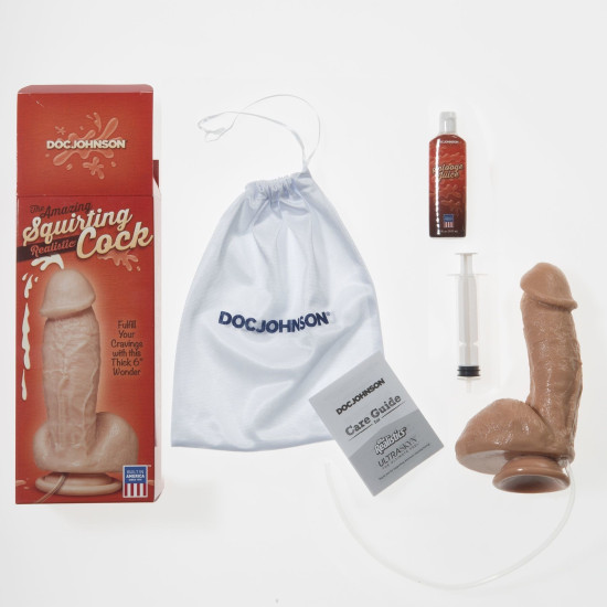 Кінчаючий фалоімітатор, довжина 17,3 см, діаметр 5,1 см - Doc Johnson The Amazing Squirting Realistic Cock