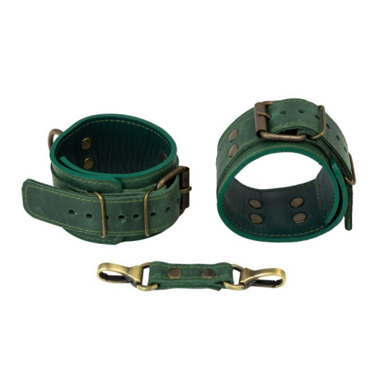 Зелені преміум поножі, натуральна шкіра, в подарунковій упаковці LOVECRAFT Ankle Restraints Green