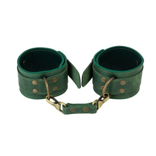 Зелені преміум поножі, натуральна шкіра, в подарунковій упаковці LOVECRAFT Ankle Restraints Green