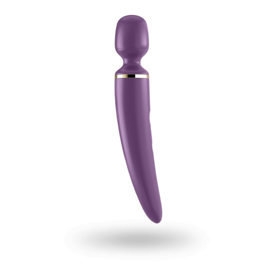 Вібромасажер у формі мікрофона, водонепроникний, фіолетово-золотистий Satisfyer Wand-er Woman Purple/Gold, XXL
