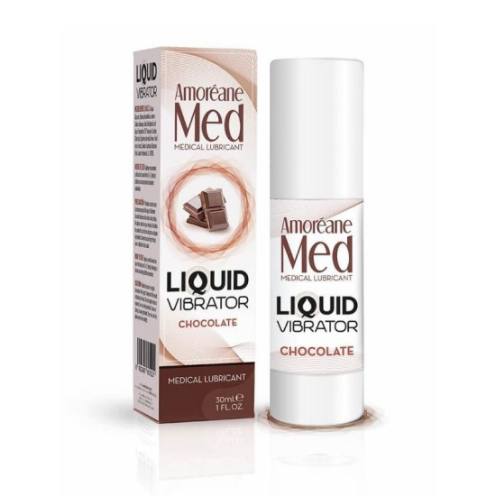 Шоколадный лубрикант с эффектом вибрации Amoreane Med Liquid Vibrator Chocolate, 30 ml