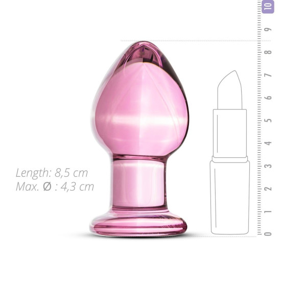 Стеклянная анальная пробка, длина 7,5 см, диаметр 4,5 см, розовая Gildo Pink Glass Buttplug No. 27