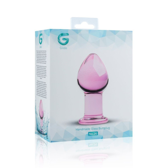 Стеклянная анальная пробка, длина 7,5 см, диаметр 4,5 см, розовая Gildo Pink Glass Buttplug No. 27