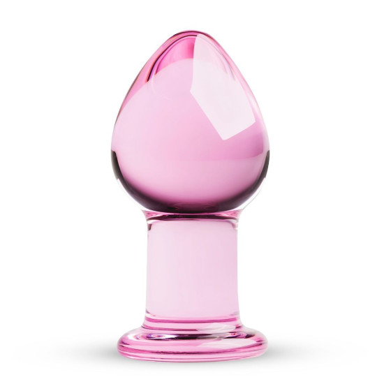 Стеклянная анальная пробка, длина 7,5 см, диаметр 4,5 см, розовая Gildo Pink Glass Buttplug No. 27