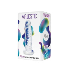 Фалоімітатор на присосці, довжина 14,7 см, діаметр 3,7 см, прозорий Alive Jelly Dildo Majestic