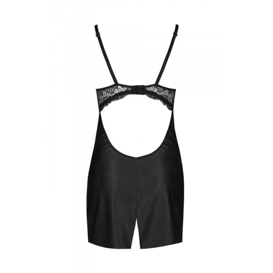 Бэби-долл из эко-кожи и кружева, черный Passion Loona Chemise, S/M