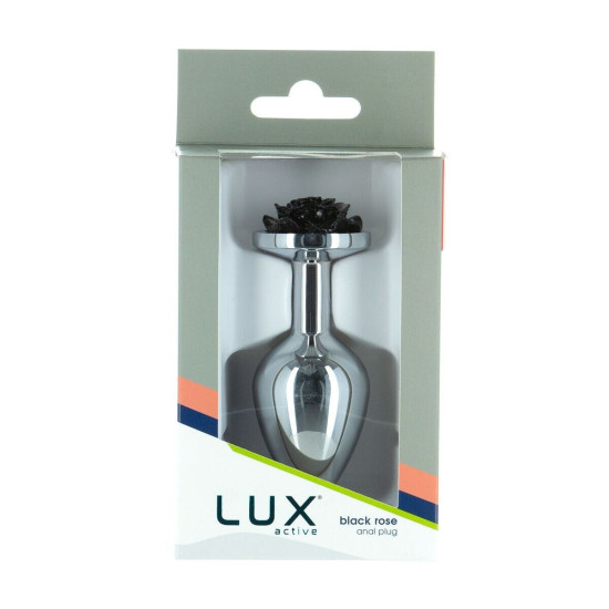 Металлическая анальная пробка с украшением в виде розы, черная Lux Active Rose Anal Plug Black