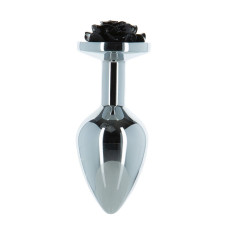 Металева анальна пробка з прикрасою у вигляді троянди, чорна Lux Active Rose Rose Anal Plug Black