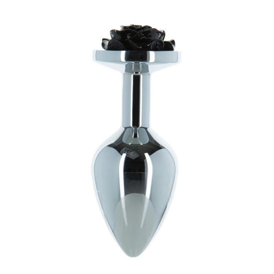 Металлическая анальная пробка с украшением в виде розы, черная Lux Active Rose Anal Plug Black