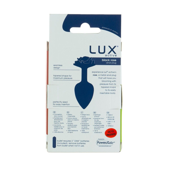 Металлическая анальная пробка с украшением в виде розы, черная Lux Active Rose Anal Plug Black