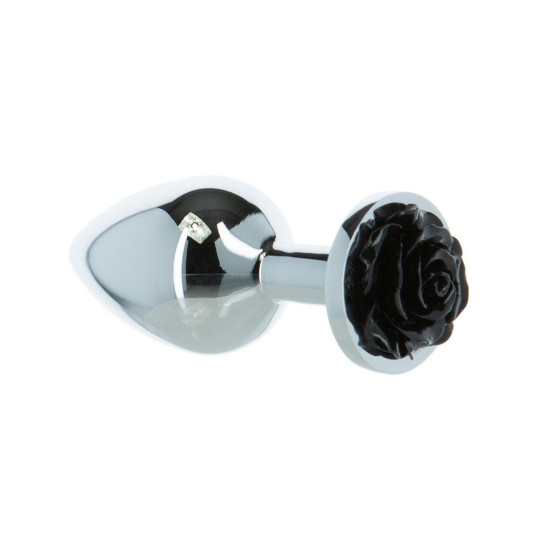 Металлическая анальная пробка с украшением в виде розы, черная Lux Active Rose Anal Plug Black