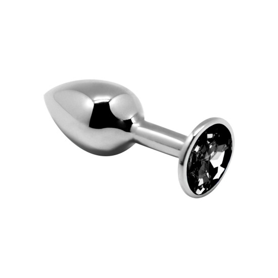Металева анальна пробка з чорним кристалом Alive Mini Metal Butt Plug Black, M