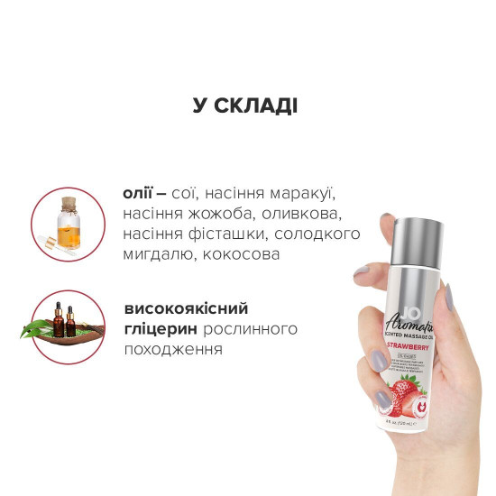 JO Aromatix Massage Oil Strawberry, 120 ml - натуральное массажное масло с клубничным ароматом