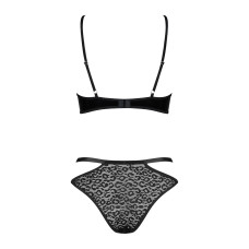 Еротичний комплект під латекс зі стрепами, чорний Obsessive Bagirela 2-Pcs Set Black, L/XL