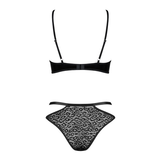 Еротичний комплект під латекс зі стрепами, чорний Obsessive Bagirela 2-Pcs Set Black, L/XL