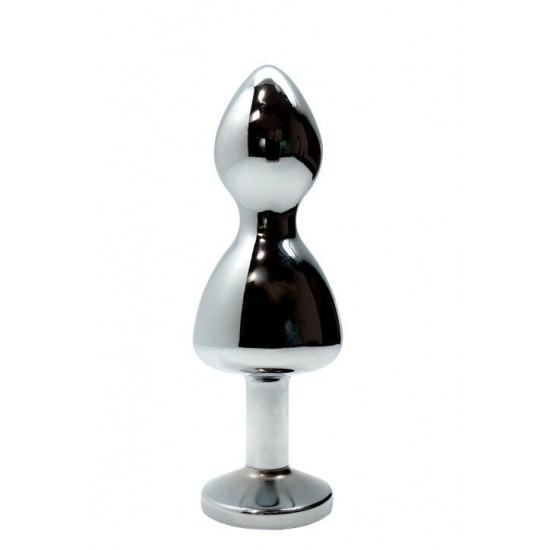 Металева анальна пробка з синім кристалом, діаметр 3,1 см, блакитна Wooomy Lollypop Double Ball Metal Plug Blue, M