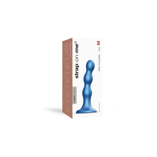 Насадка для страпона Strap-On-Me Dildo Plug Balls Bleu Metallic, M