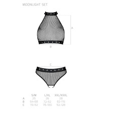 Бельё с открытым доступом (топ, стринги), чёрное Passion Moonlight Set Black, L/XL