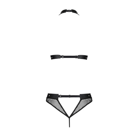 Бельё с открытым доступом (топ, стринги), чёрное Passion Moonlight Set Black, L/XL