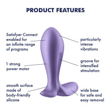 Фиолетовая анальная пробка с вибрацией, 9 см, Ø 3 см Satisfyer Intensity Plug Purple