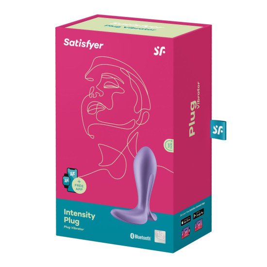 Фіолетова анальна пробка з вібрацією, 9 см, Ø 3 см Satisfyer Intensity Plug Purple