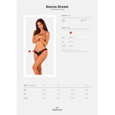 Чорні мереживні стринги з відкритим доступом Obsessive Donna Dream Dream Crotchless Thong Black, XS/S