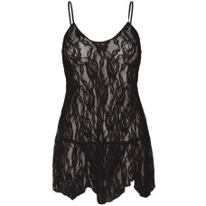 Сорочка беби-долл с кружевом, чёрная Leg Avenue Rose Lace Flair Chemise Black, Queen Size
