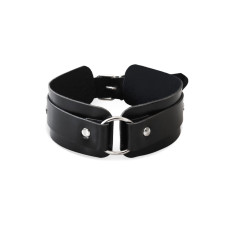 БДСМ-нашийник з кільцем з натуральної шкіри, чорний Art of Sex Martina Collar with Ring