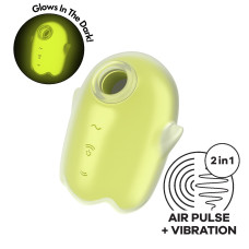 Вакуумний кліторальний стимулятор з вібрацією, жовтий Satisfyer Glowing Ghost Yellow