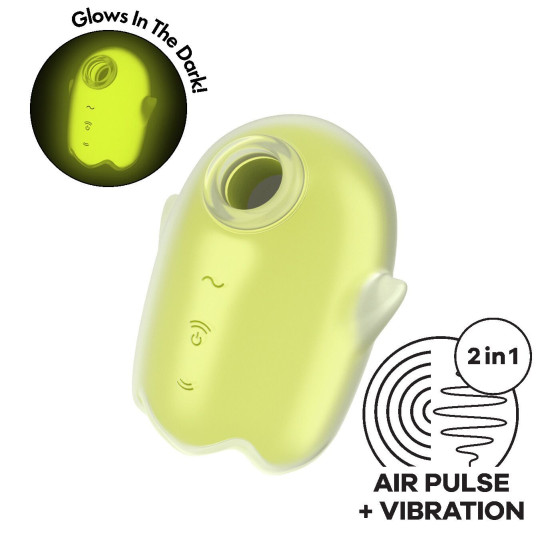 Вакуумный клиторальный стимулятор с вибрацией, жёлтый Satisfyer Glowing Ghost Yellow