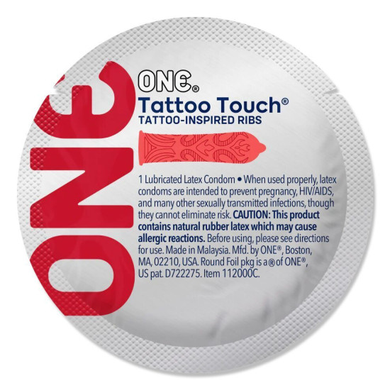 Красный презерватив ONE Tattoo Touch Red, 1 шт