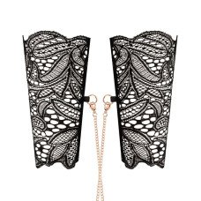 Кружевные наручники и воротник, черные Rosy Gold Lace Cuffs and Collar Black